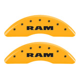 MGP 4 Caliper Covers Engraved Front & Rear Ram Yellow Finish Black Char 2010 Dodge Ram 2500 - 12124SRAMYL