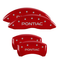 MGP 4 Caliper Covers Engraved Front & Rear Pontiac Red Finish Silver Char 2008 Pontiac G8 - 18011SPOPRD