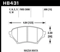 Hawk 01-05 Miata w/ Sport Suspension Blue 9012 Front Brake Pads D890 - HB431E.606