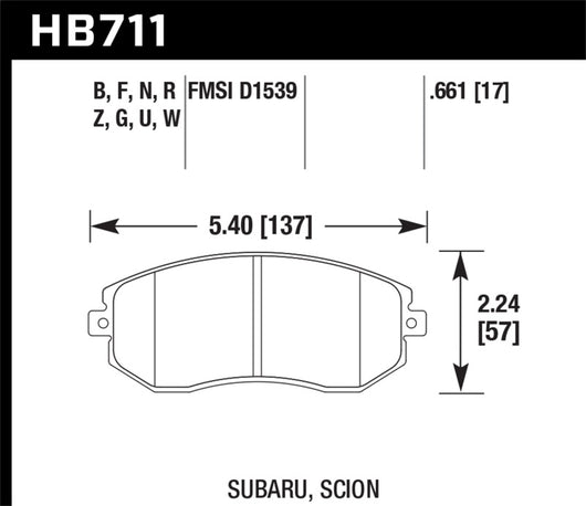 Hawk 13 Subaru BRZ / 13 Scion FR-S HP Plus Front Street Brake Pads - HB711N.661