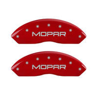 MGP 4 Caliper Covers Engraved Front & Rear MOPAR Red finish silver ch - 42007SMOPRD