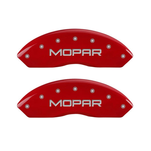 MGP 4 Caliper Covers Engraved Front & Rear MOPAR Red finish silver ch - 12200SMOPRD