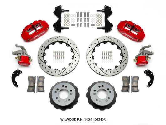 Wilwood Narrow Superlite 4R / MC4 Rear Kit 12.88 Drilled Red Currie Pro-Tour Unit Bearing Floater - 140-14262-DR