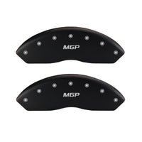 MGP Front set 2 Caliper Covers Engraved Front Bowtie Red finish silver ch - 14221FBOWRD