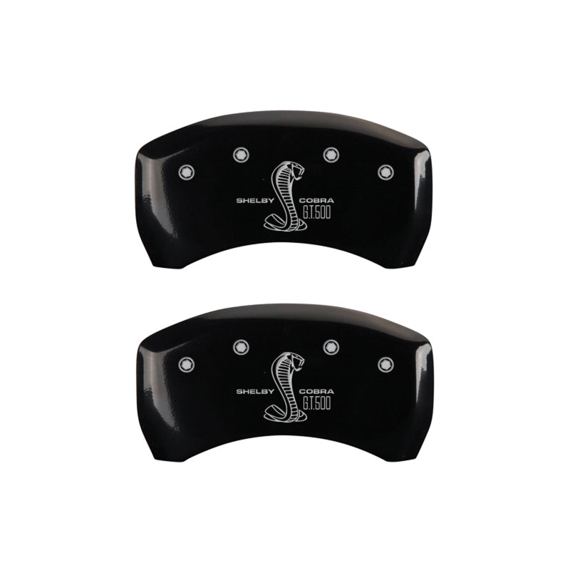 MGP Rear set 2 Caliper Covers Engraved Rear GT500 Shelby & Cobra Black finish silver ch - 10010RGT5BK