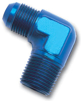 Russell Performance -6 AN to 3/8in NPT 90 Degree Flare to Pipe Adapter (Blue) - 660840