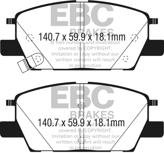 EBC 2016+ Chevrolet Malibu 1.5L Turbo (Elec PB) Greenstuff Front Brake Pads - DP23068
