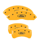 MGP 4 Caliper Covers Engraved Front & Rear Oval logo/Ford Yellow finish black ch - 10198SFRDYL