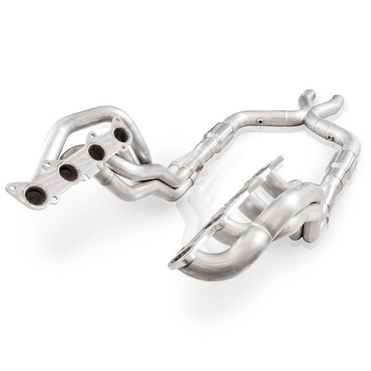 Stainless Power 2011-14 Mustang GT Headers 1-7/8in Primaries High-Flow Cats 3in X-Pipe - SM11HCATX