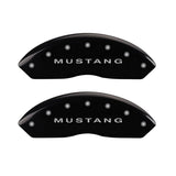 MGP 4 Caliper Covers Engraved Front Mustang Engraved Rear Bar & Pony Black finish silver ch - 10198SMBPBK