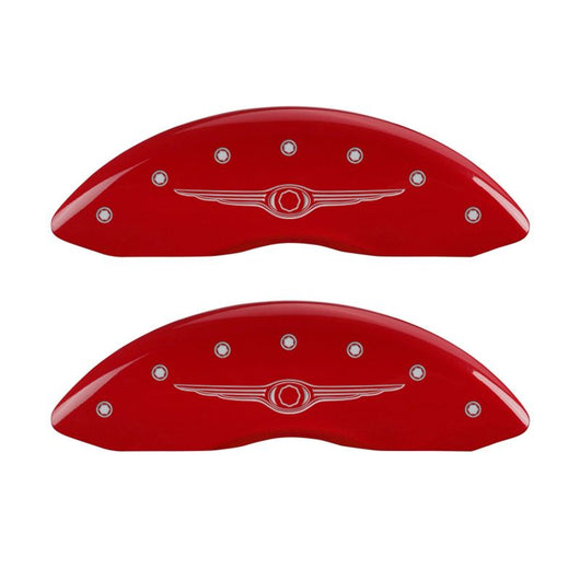 MGP 4 Caliper Covers Engraved Front & Rear Style 1/Chrysler Wing Red finish silver ch - 32004SCW1RD