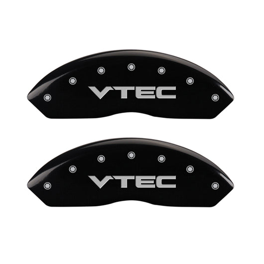 MGP 4 Caliper Covers Engraved Front & Rear Vtech Black finish silver ch - 20203SVTCBK