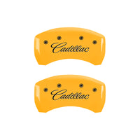 MGP 4 Caliper Covers Engraved Front Cursive/Cadillac Engraved Rear CTS4 Black finish silver ch - 35020SCT4BK