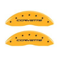 MGP 4 Caliper Covers Engraved Front & Rear C6/Corvette Yellow finish black ch - 13008SCV6YL