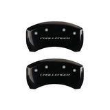 MGP 4 Caliper Covers Engraved Front & Rear Block/Challenger Black finish silver ch - 12181SCLBBK