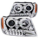 ANZO 1999-2004 Jeep Grand Cherokee Projector Headlights w/ Halo Chrome - 111044