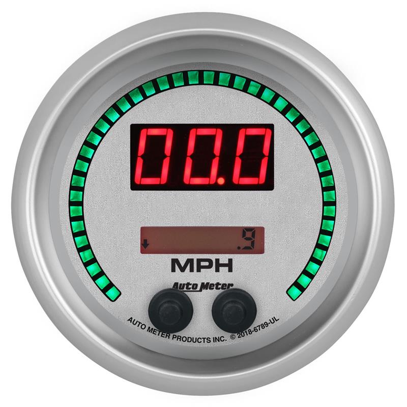 Autometer 85.7mm Silver Switchable 260 MPH / 260 KM/H Speedometer Ultra-Lite Elite Digital Gauge - 6789-UL