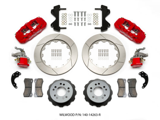 Wilwood AERO4 / MC4 Rear Kit 14.00 Red Currie Pro-Tour Unit Bearing Floater - 140-14263-R