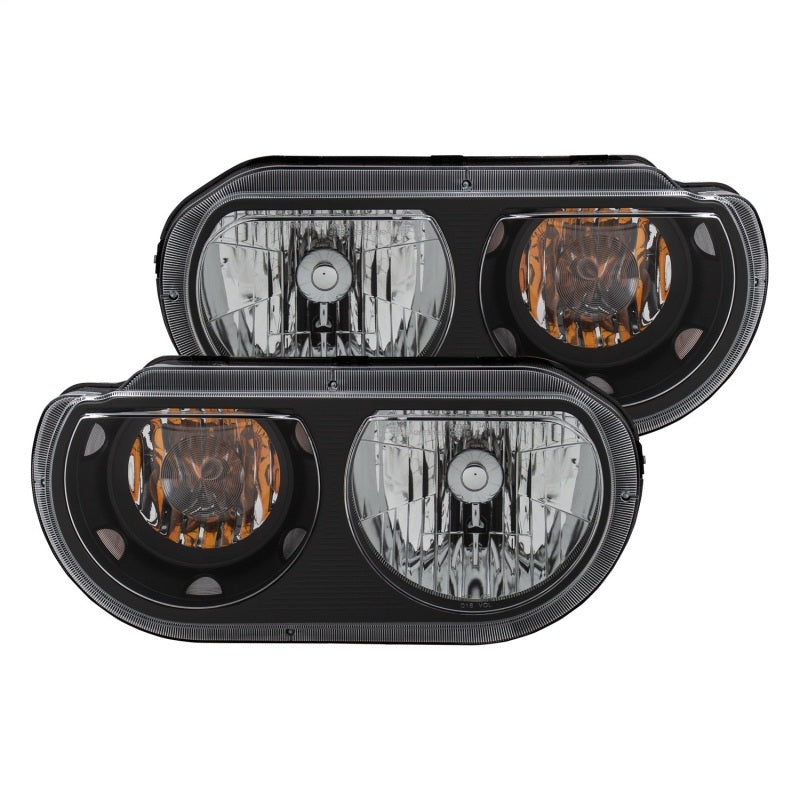 ANZO 2008-2014 Dodge Challenger Crystal Headlights Black - 121526