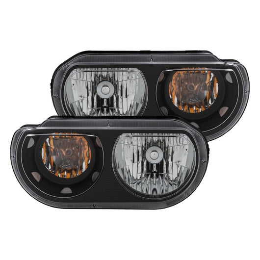 ANZO 2008-2014 Dodge Challenger Crystal Headlights Black - 121526