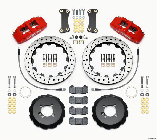 Wilwood Dynapro 6 Front Hat Kit 12.88in Drilled Red 2002-Up Mini Cooper w/ Lines - 140-13062-DR