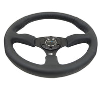 NRG Reinforced Steering Wheel (350mm / 2.5in. Deep) Blk Leather Comfort Grip w/5mm Matte Blk Spokes - RST-023MB-R