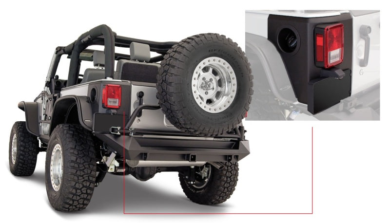 Bushwacker 07-18 Jeep Wrangler Trail Armor Rear Corners - Black - 14009
