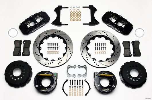 Wilwood AERO4 Rear P-Brake Kit 14.00in Drilled Small Ford 2.66in Offset - 140-10946-D