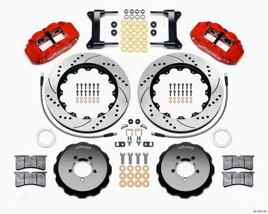 Wilwood Narrow Superlite 6R Front Hat Kit 14.00in Drilled Red 1999-2012 Subaru WRX w/Lines - 140-12875-DR
