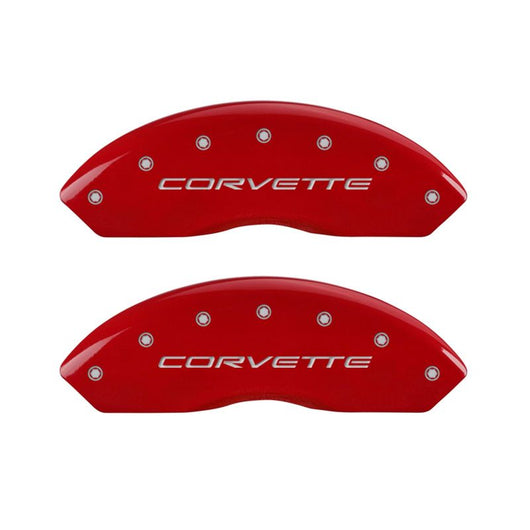 MGP 4 Caliper Covers Engraved Front & Rear C5/Corvette Red finish silver ch - 13007SCV5RD