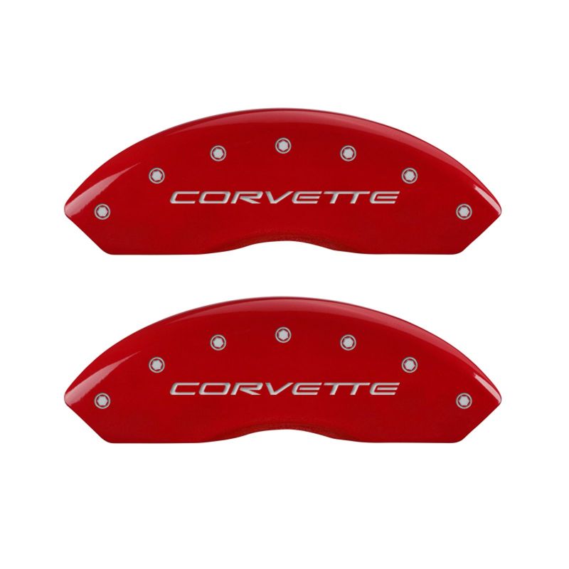 MGP 4 Caliper Covers Engraved Front C5/Corvette Engraved Rear C5/Z06 Red finish silver ch - 13007SCZ5RD