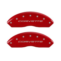 MGP 4 Caliper Covers Engraved Front C5/Corvette Engraved Rear C5/Z06 Red finish silver ch - 13007SCZ5RD
