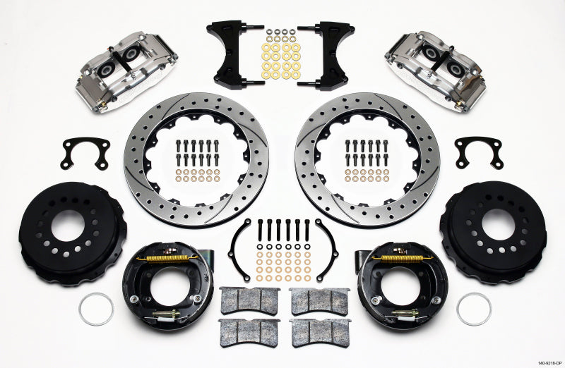 Wilwood Narrow Superlite 4R Rear P-Brk Kit 12.88in Drill Polish Big Ford New Style 2.36in Offset - 140-9218-DP