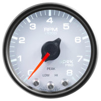Autometer Spek-Pro 2 1/16in 35PSI Stepper Motor W/Peak & Warn White/Black Boost Gauge - P303128