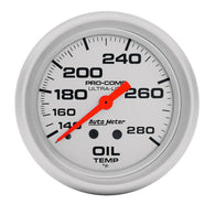 Autometer Ultra-Lite 66.7mm Mechanical 140-280 Degree F Oil Temperature Gauge w/ 6' Tubing - 4441