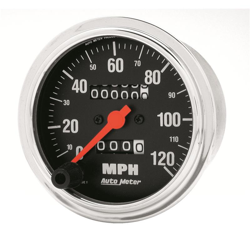 Autometer Traditional Chrome 3-3/8in 120 MPH In-Dash Full Sweep Mechanical Speedometer - 2492