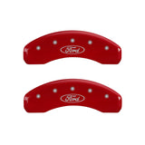 MGP 4 Caliper Covers Engraved Front & Rear Oval logo/Ford Red finish silver ch - 10240SFRDRD