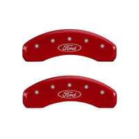 MGP 4 Caliper Covers Engraved Front & Rear Oval logo/Ford Red finish silver ch - 10081SFRDRD