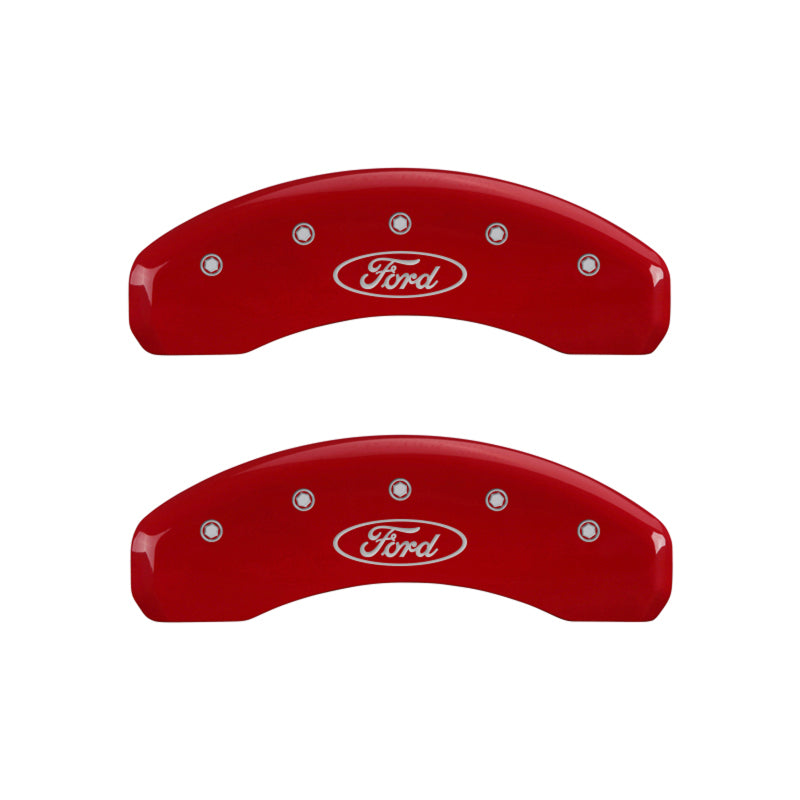MGP 4 Caliper Covers Engraved Front & Rear Oval logo/Ford Yellow finish black ch - 10128SFRDYL