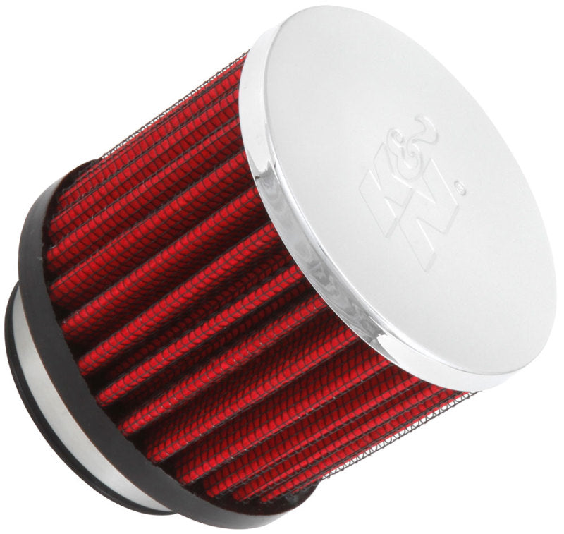 K&N 1.75in Flange ID x 3in OD x 2.5in H Chrome Finish Rubber Base Crankcase Vent Filter - 62-1480