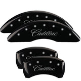 MGP 4 Caliper Covers Engraved Front & Rear Cursive/Cadillac Black finish silver ch - 35008SCADBK