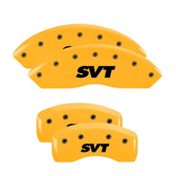 MGP 4 Caliper Covers Engraved Front & Rear SVT Yellow Finish Black Char 2003 Ford Mustang - 10017SSVTYL