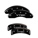 MGP 4 Caliper Covers Engraved Front & Rear Vtech Black finish silver ch - 39002SVTCBK