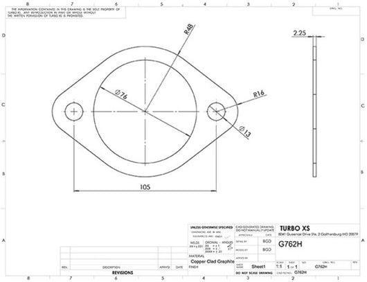 Turbo XS 2-Bolt High Temperature Exhaust Gasket 76mm/3in ID (Single) - txs-G762H