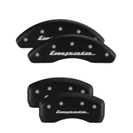 MGP 4 Caliper Covers Engraved Front & Rear Chevy Racing Red Finish Silver Char 2017 Chevrolet Camaro - 14240SBRCRD