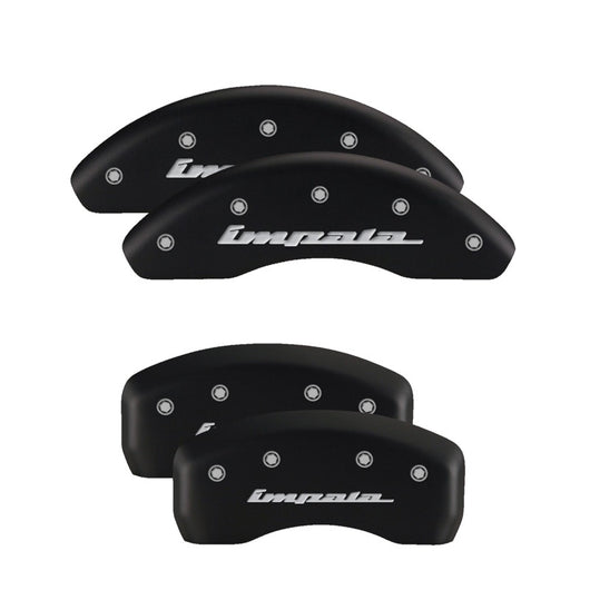 MGP 4 Caliper Covers Engraved Front & Rear Chevy Racing Red Finish Silver Char 2017 Chevrolet Camaro - 14240SBRCRD