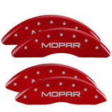 MGP 4 Caliper Covers Engraved Front & Rear MOPAR Red finish silver ch - 12124SMOPRD