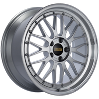 BBS LM 19x9 5x112 ET42 Diamond Silver Center Diamond Cut Lip Wheel -82mm PFS/Clip Required - LM250DSPK