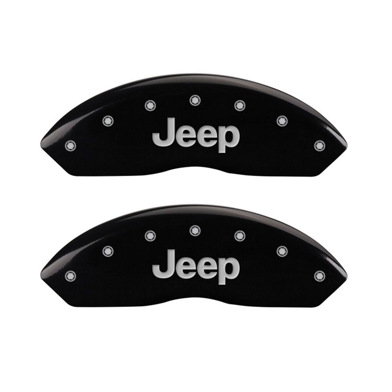 MGP 4 Caliper Covers Engraved Front & Rear JEEP Black finish silver ch - 42007SJEPBK