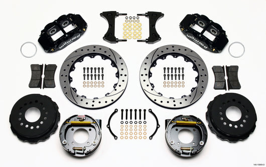 Wilwood Narrow Superlite 4R Rear P-Brk Kit 12.88in Drilled Chevy 12 Bolt-Spec 3.15in Brng Front mt - 140-10909-D